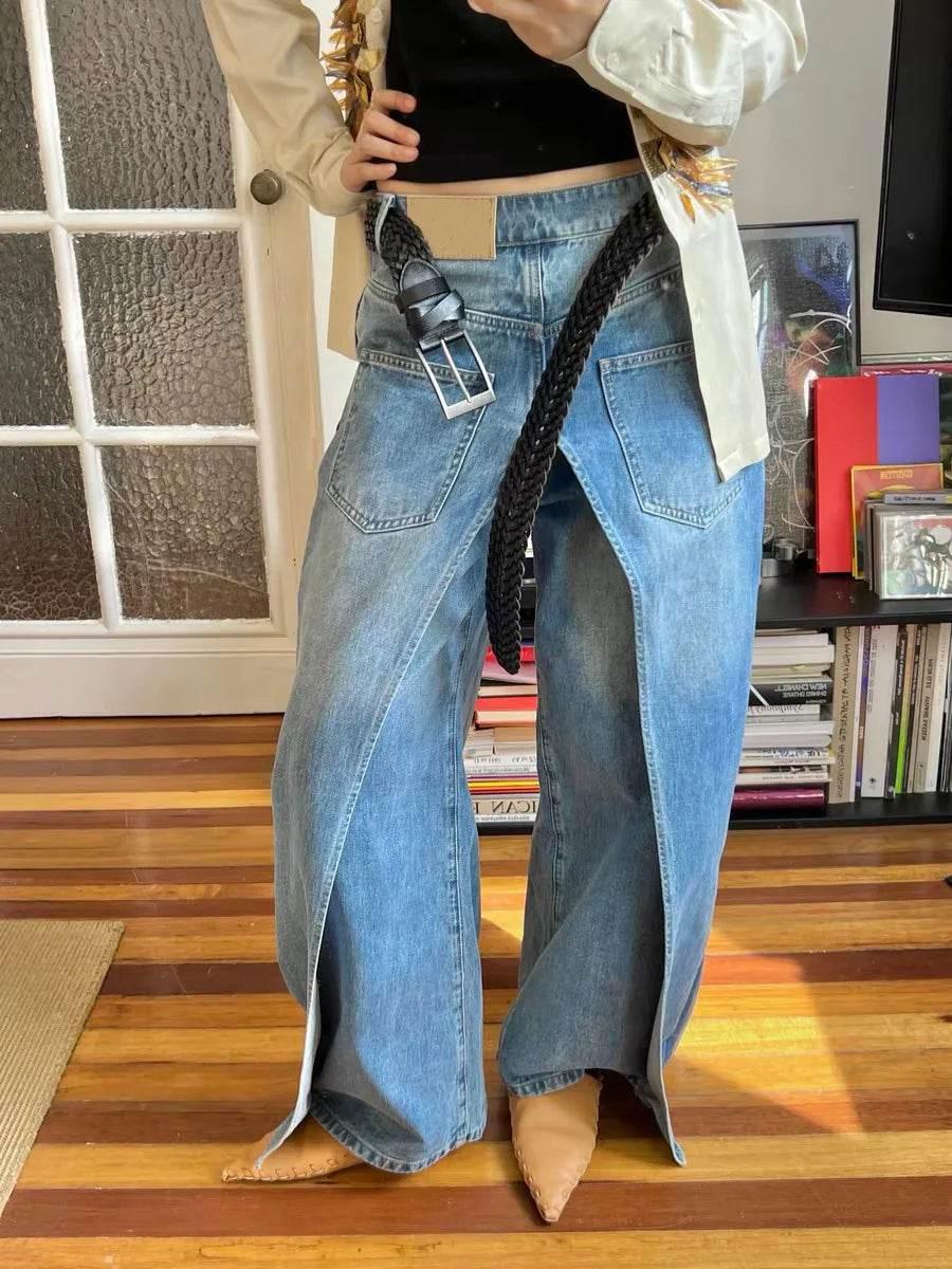 Women’s TWOTWINSTYLE Spliced Zipper Jeans – Stylish & Unique - MODISH X