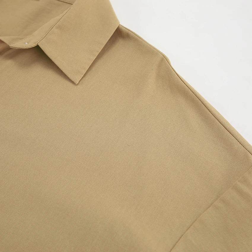 Women’s Khaki Linen 2-Piece Set – Stylish Summer Shirt & Pants Combo - MODISH X