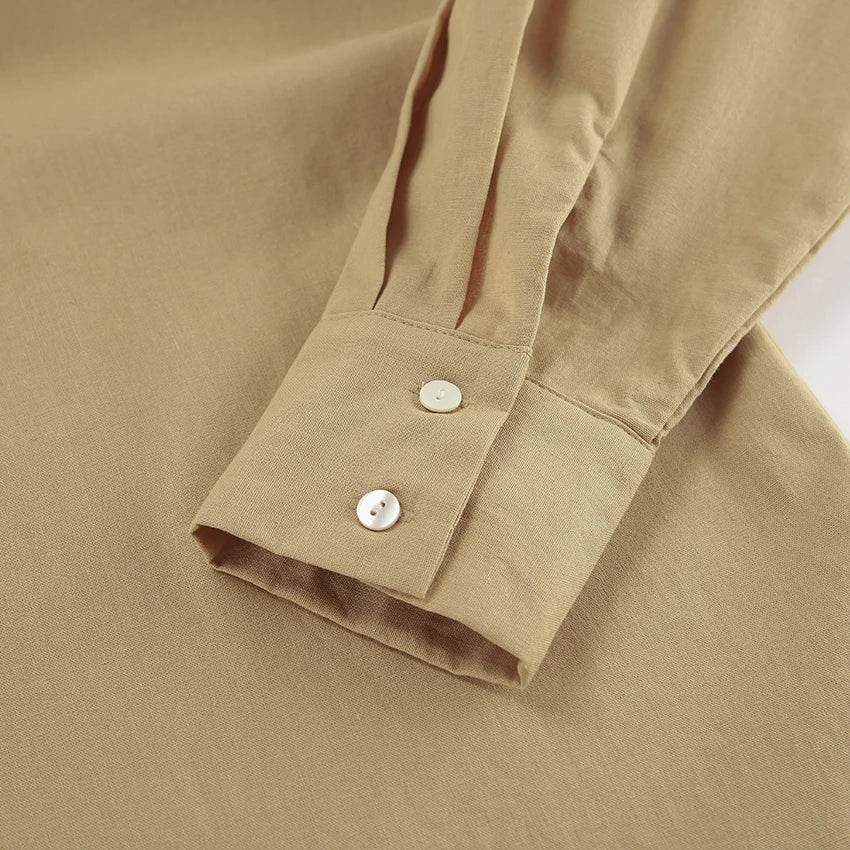 Women’s Khaki Linen 2-Piece Set – Stylish Summer Shirt & Pants Combo - MODISH X