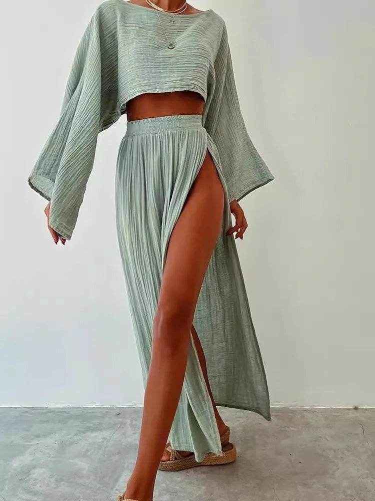 Women’s Summer Cotton Linen 2-Piece Skirt Set – Chic & Comfortable - MODISH X