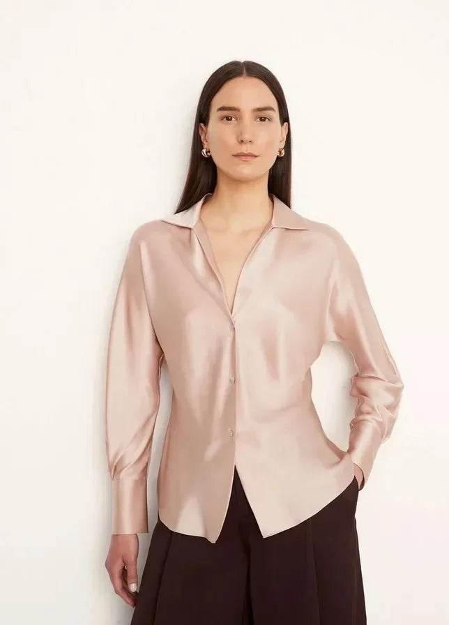 Women’s Nanfu True Silk V-Neck Shirt – Slimming Summer Fit - MODISH X
