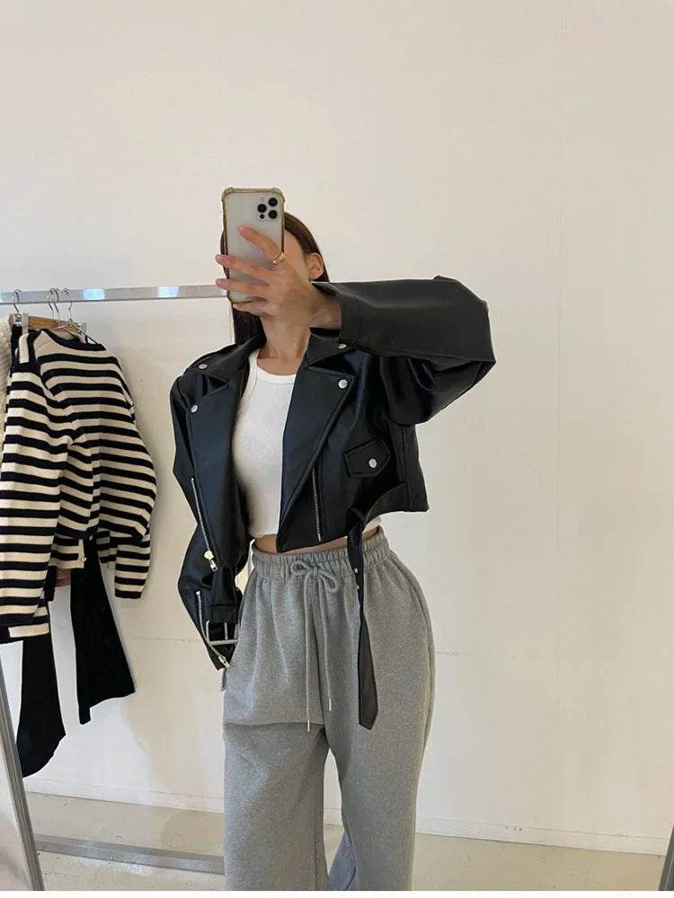 Women's Cropped Leather Jacket – Elegant, Stylish & Modern Fit - MODISH X