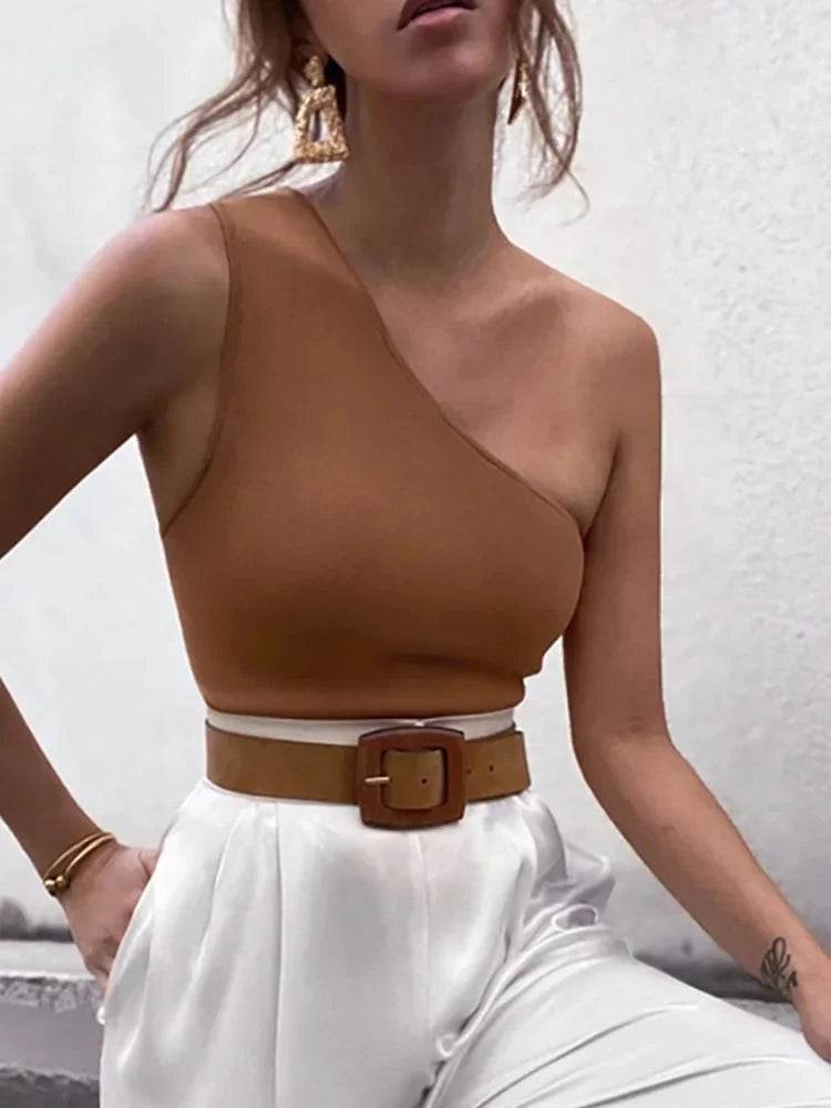 Women’s One Shoulder Summer Sports Crop Top – Chic & Stylish Fit - MODISH X
