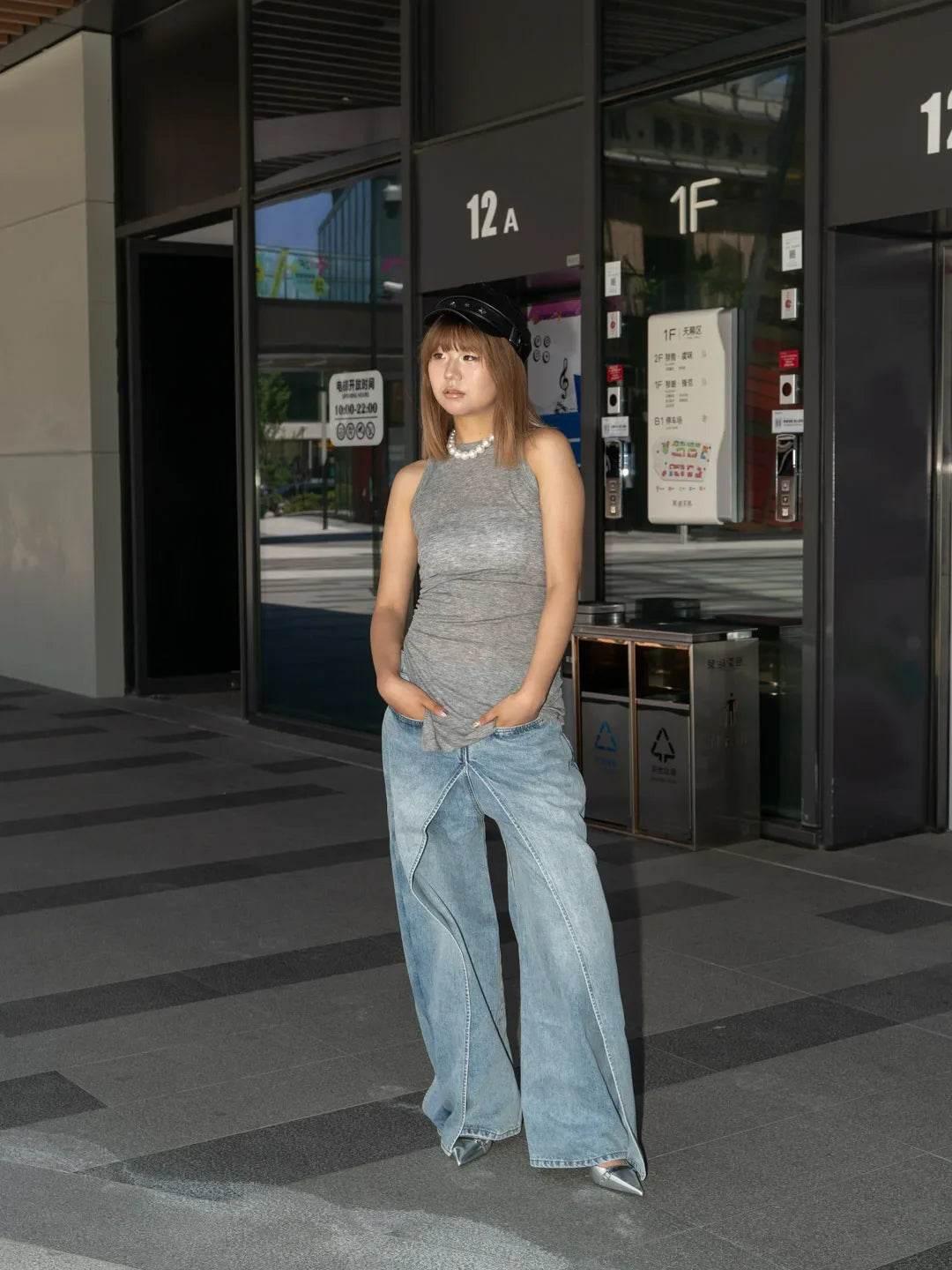 Women’s TWOTWINSTYLE Spliced Zipper Jeans – Stylish & Unique - MODISH X
