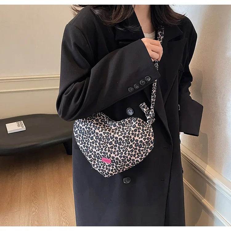 Women’s Trendy Heart Leopard Print Crossbody Bag – Stylish & Chic - MODISH X