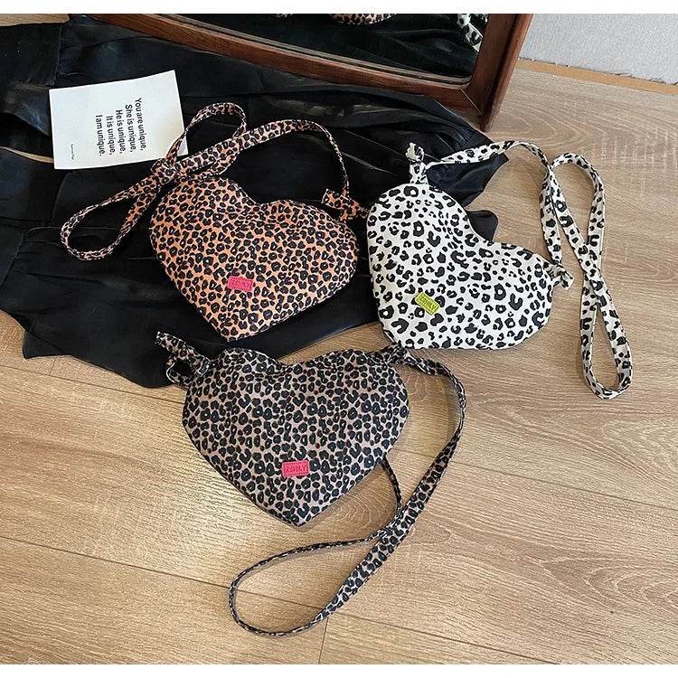 Women’s Trendy Heart Leopard Print Crossbody Bag – Stylish & Chic - MODISH X