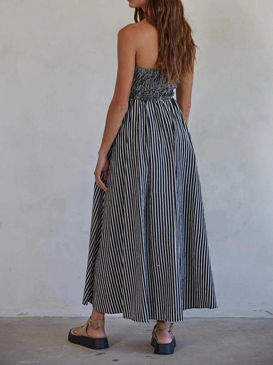 Women’s Striped Maxi Dress with Pockets – Perfect for Summer - MODISH X