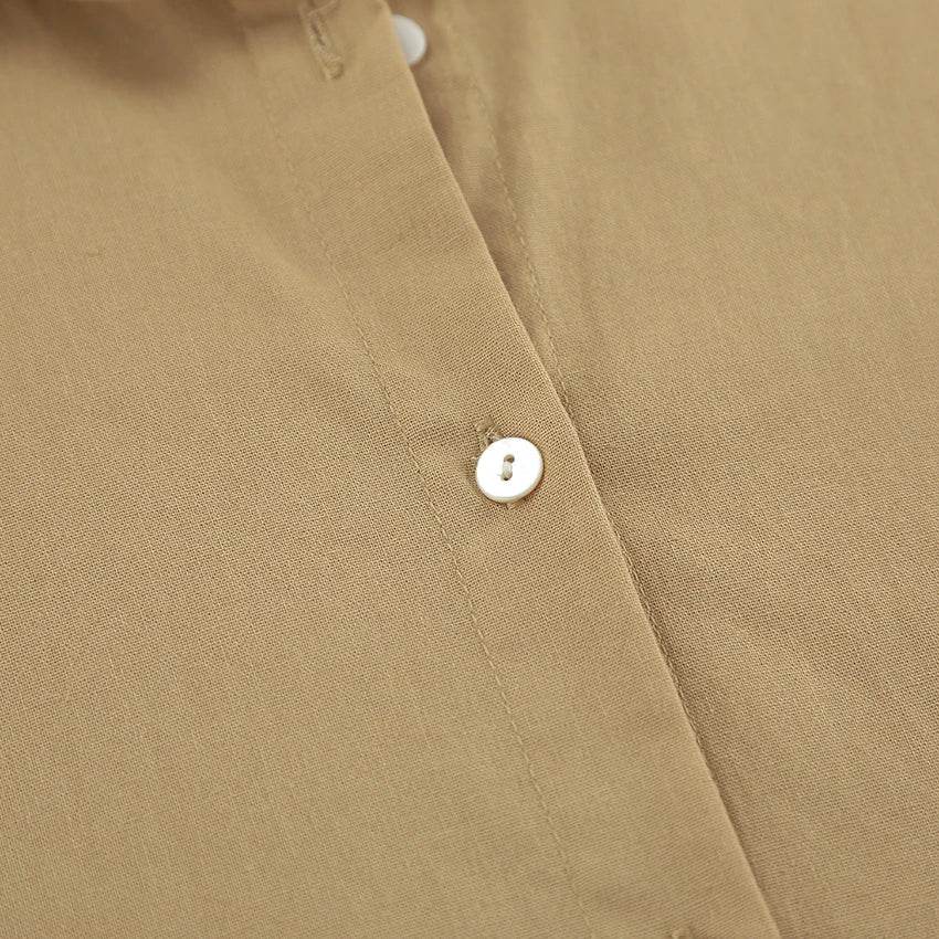 Women’s Khaki Linen 2-Piece Set – Stylish Summer Shirt & Pants Combo - MODISH X