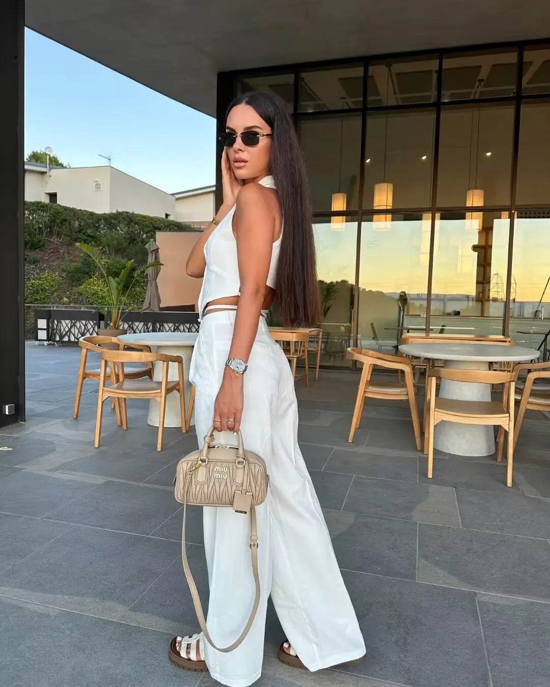Women’s Summer Turndown Collar Lace-Up Vest – Chic & Comfy Fit - MODISH X