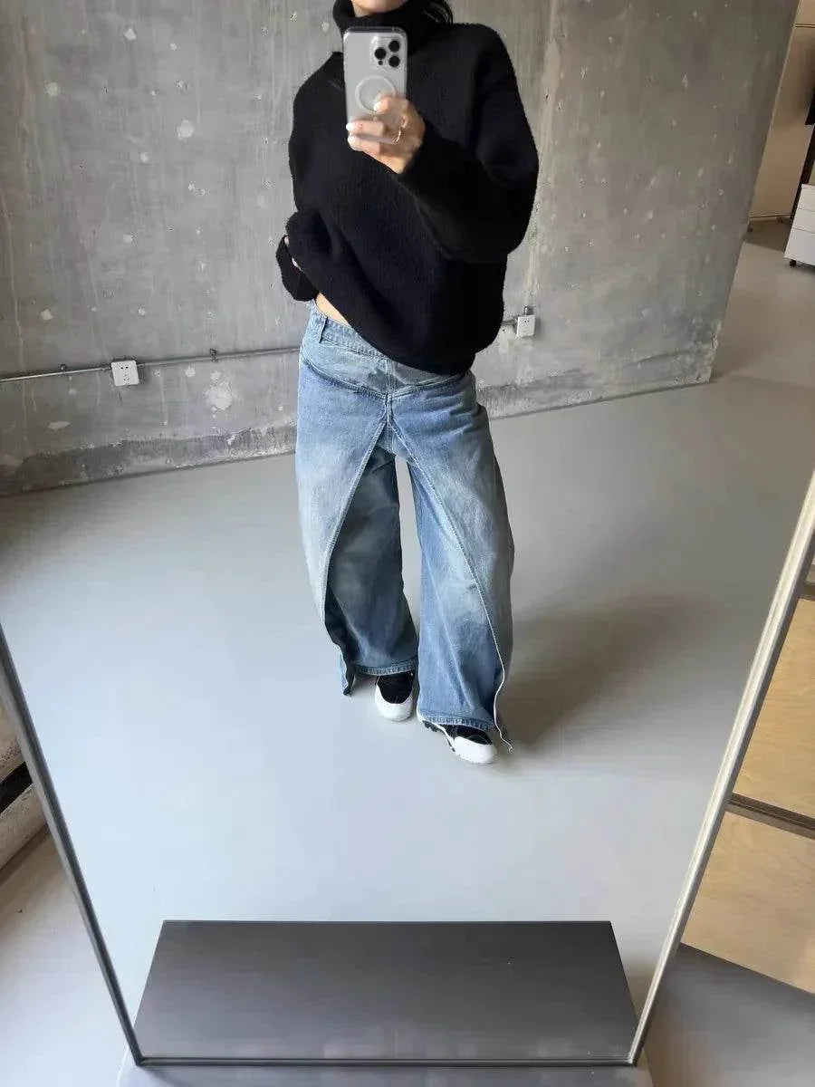 Women’s TWOTWINSTYLE Spliced Zipper Jeans – Stylish & Unique - MODISH X