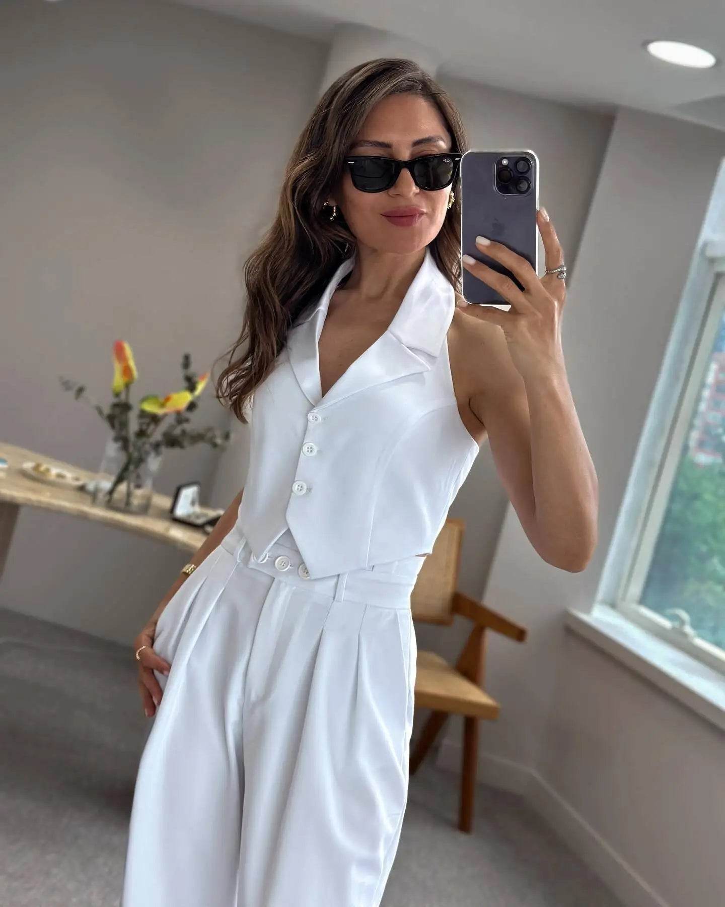 Women’s Summer Turndown Collar Lace-Up Vest – Chic & Comfy Fit - MODISH X