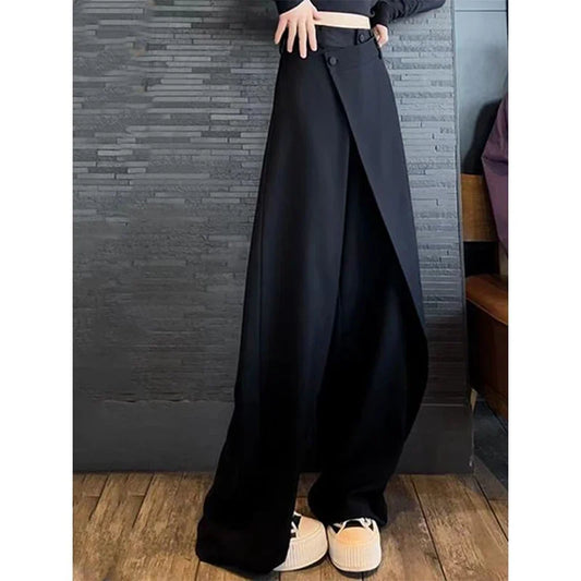 Office Lady Asymmetrical High-Waist Straight Pants – Stylish & Chic