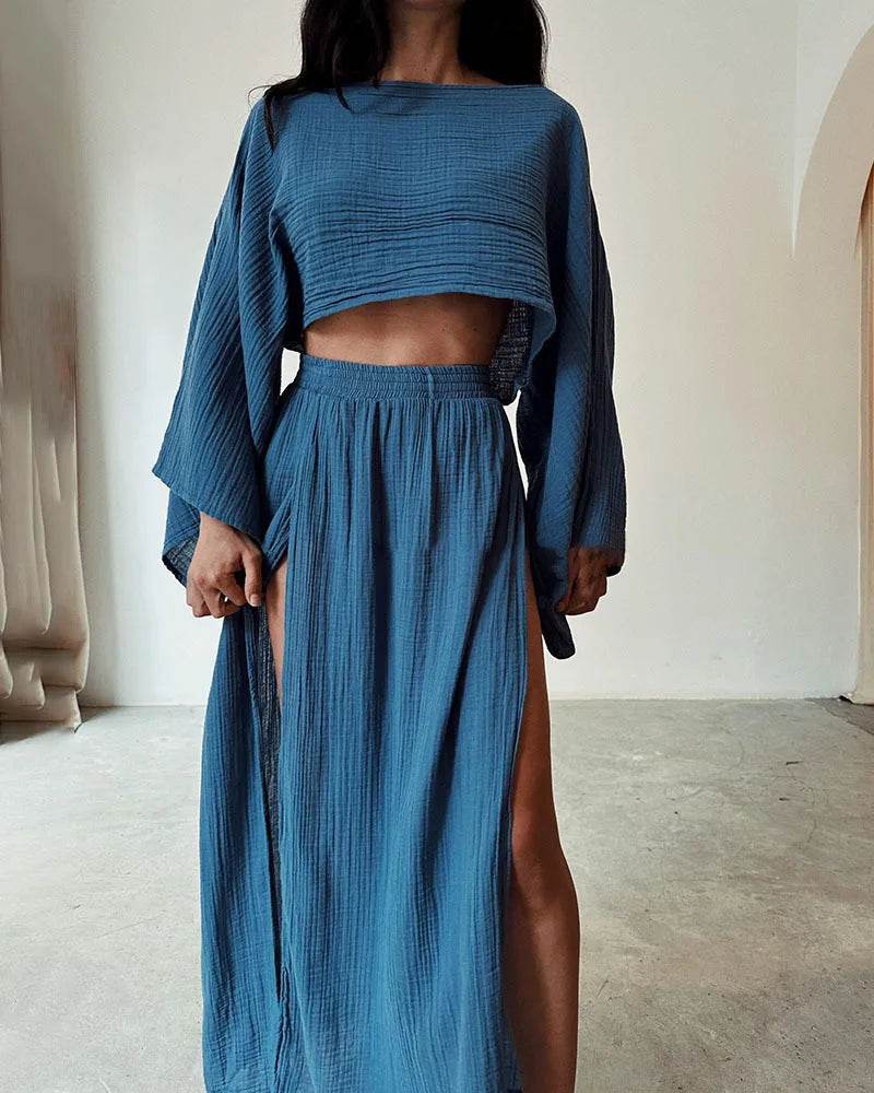 Women’s Summer Cotton Linen 2-Piece Skirt Set – Chic & Comfortable - MODISH X