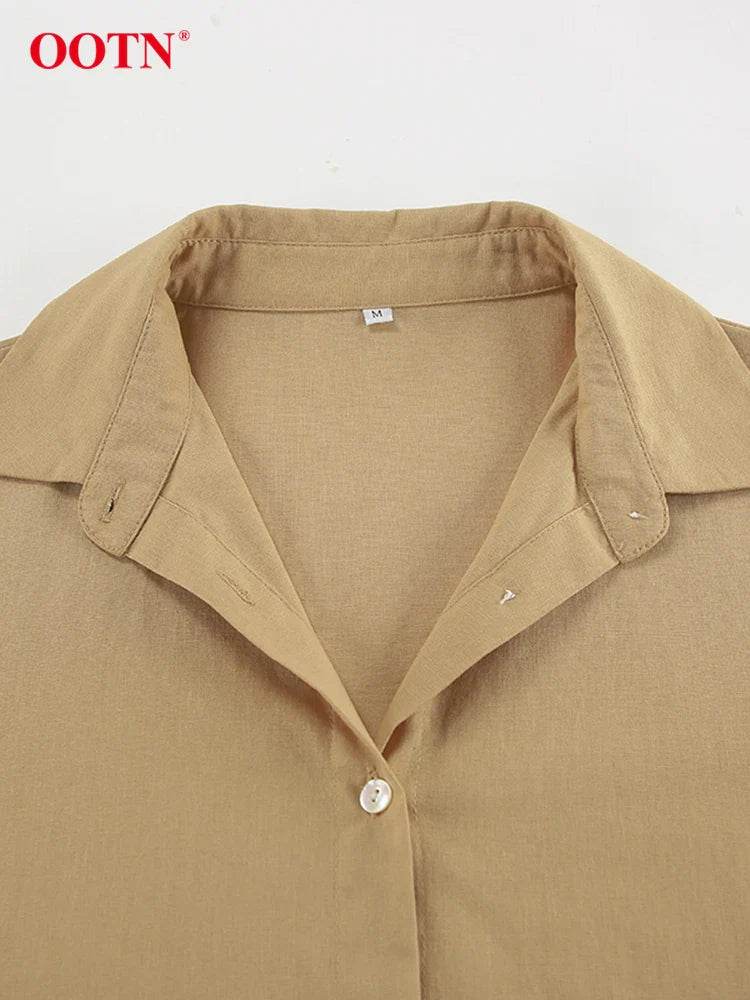 Women’s Khaki Linen 2-Piece Set – Stylish Summer Shirt & Pants Combo - MODISH X
