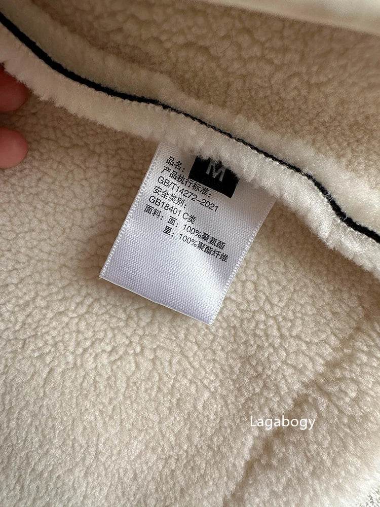 Lagabogy 2024 Winter New Faux Fur Fleece Short Coats Women Simple Stand Collar Lamb Wool Coat Office Lady Solid Color PU Jacket - MODISH X