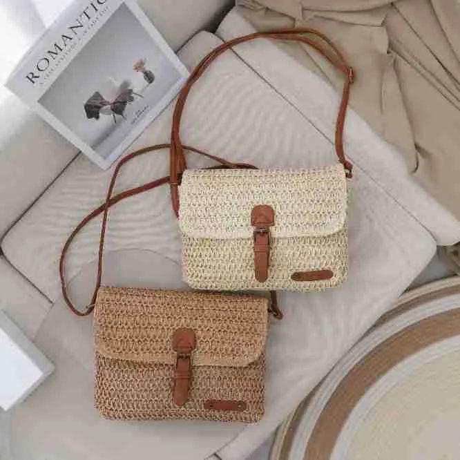 Travel Bag with Strap – Women's Summer Straw Crossbody Handbag - MODISH X
