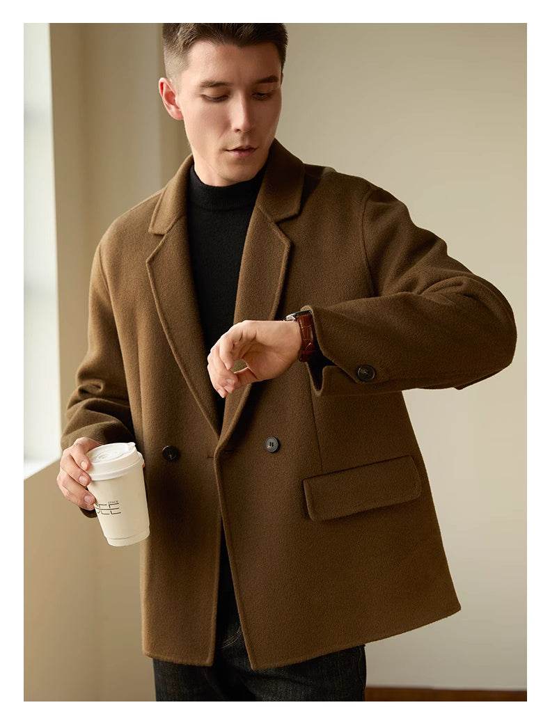 Premium Men’s Woolen Coat – Reversible Black Business Casual Jacket - MODISH X