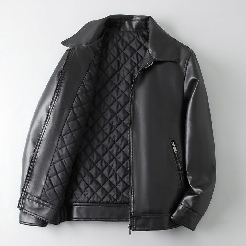 Men’s Lightweight Leather Jacket – Sleek & Stylish Lapel Design