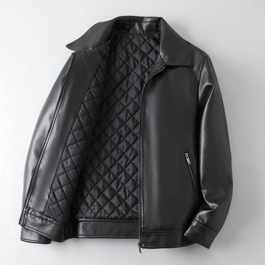 Men’s Lightweight Leather Jacket – Sleek & Stylish Lapel Design