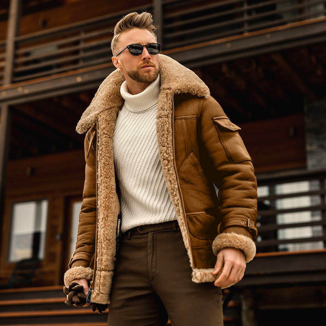 Men’s Military Fleece Jacket with Fur Collar – Waterproof & Rugged - MODISH X