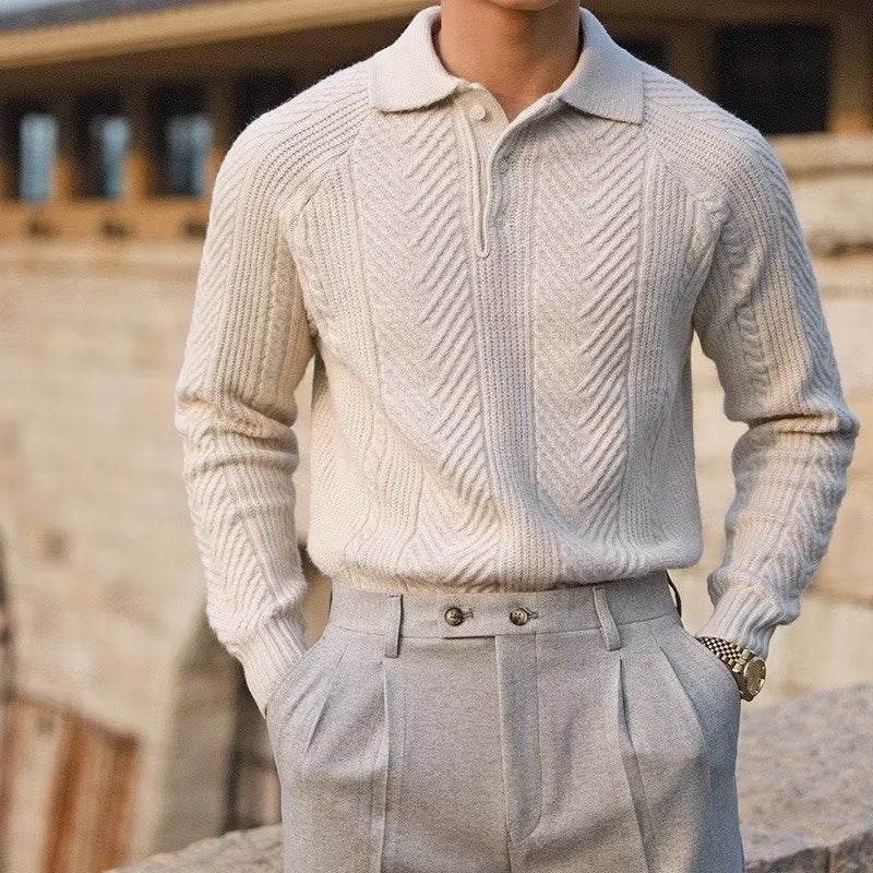 Men's Long Sleeve Cardigan Sweater – Slim Fit Knitted Pullover - MODISH X