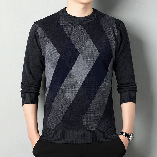 Men’s Knitted Pullover Sweater – Stylish Half-High Collar for Winter