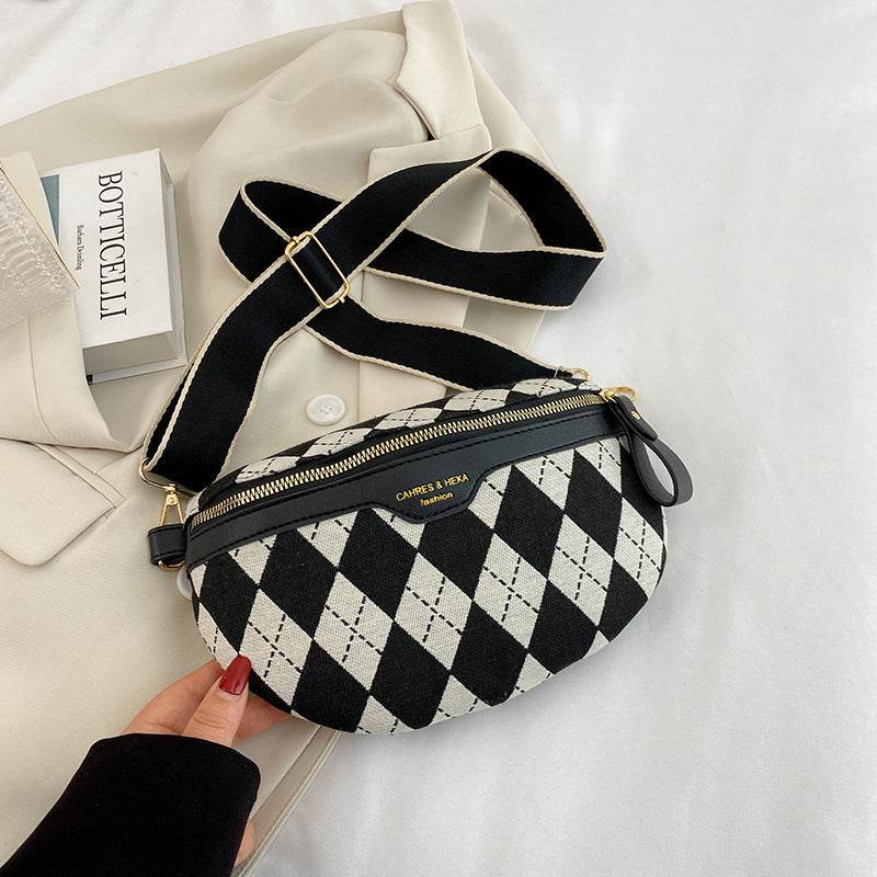 Women's Nylon Crossbody Bag – Rhombus Canvas Shoulder Design - MODISH X