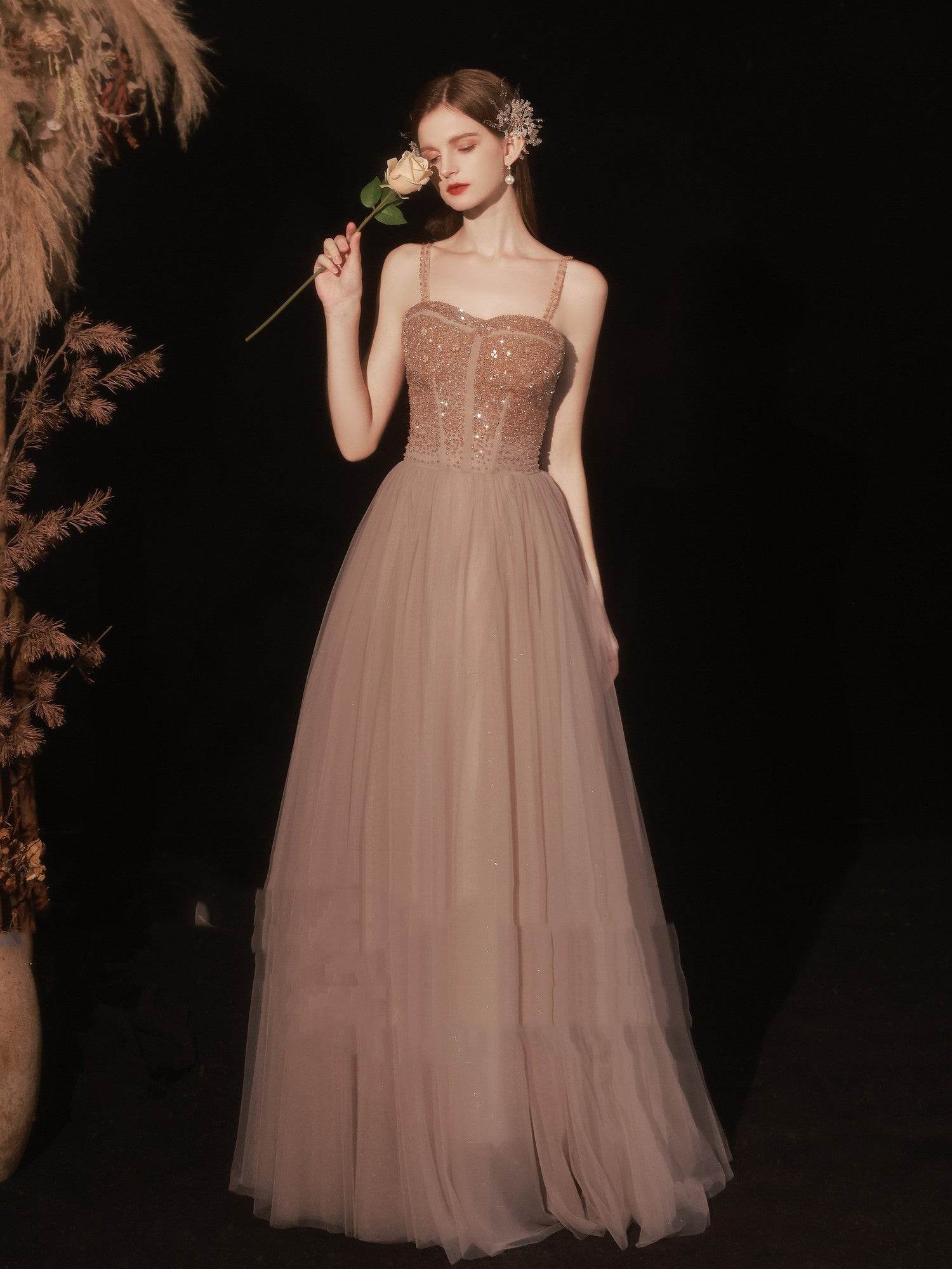 Women's Golden Evening Dress with Crystal Beading – Trendy Party Style - MODISH X