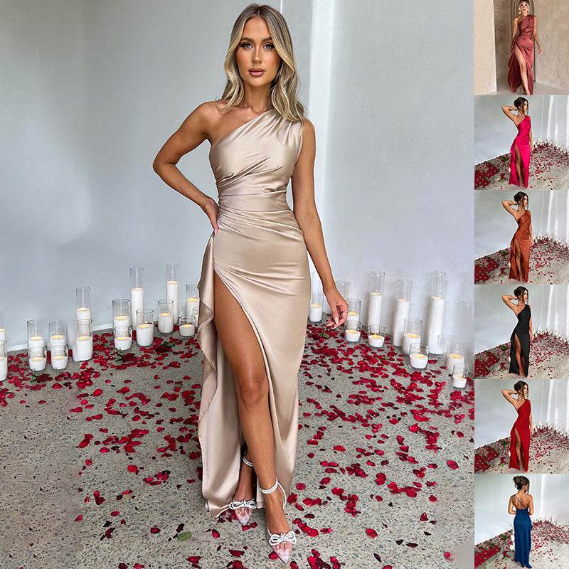 Women’s Sexy One-Shoulder Backless Slit Dress – Bold & Elegant - MODISH X