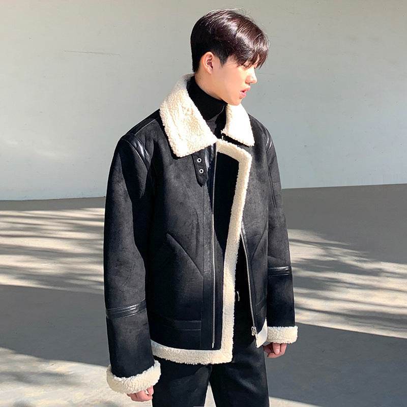 Men’s Wool Black Jacket – Stylish Lamb Wool Outerwear - MODISH X