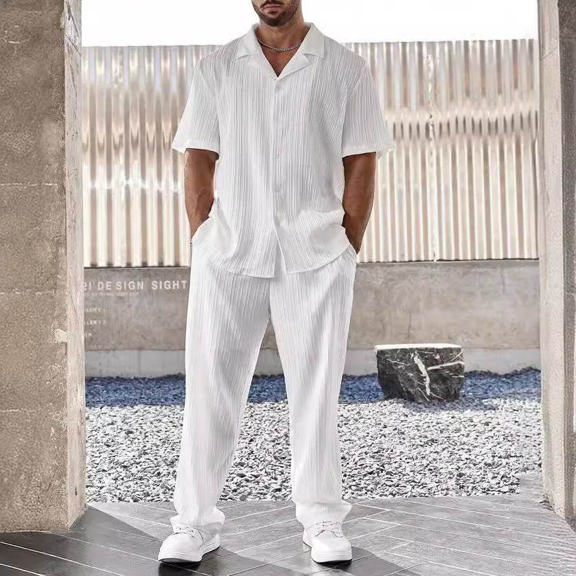 White Casual Dress Suit – Stylish 2 Piece Shirt & Trousers Set - MODISH X