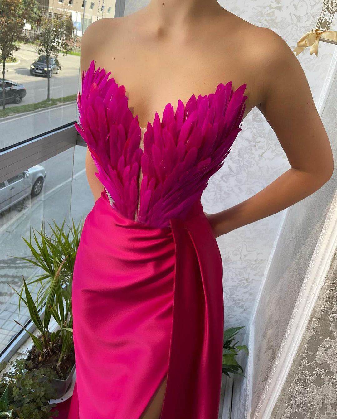 Stunning Feathered Floor Length Party Dresses – Elegant & Modish - MODISH X