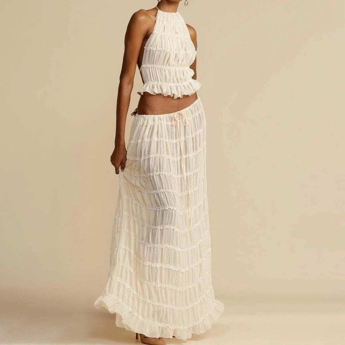 Women's Sexy Sleeveless Backless Dress Suit – Trendy Cropped Set - MODISH X