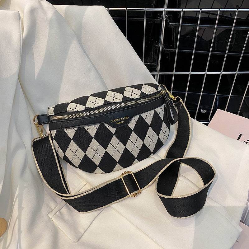 Women's Nylon Crossbody Bag – Rhombus Canvas Shoulder Design - MODISH X