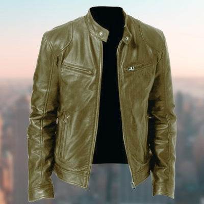 Men’s Fleece-Lined Leather Zipper Coat – Warm, Stylish, & Waterproof - MODISH X