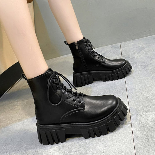 Women's Lace-Up Boots – Modish Mid Heel Winter Boots