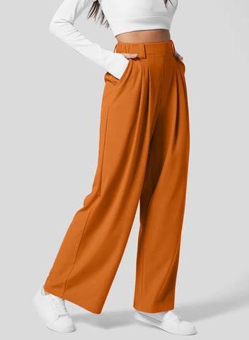 Women's Wide-Leg Elastic High-Waist Waffle Knit Pants – Stylish & Comfy