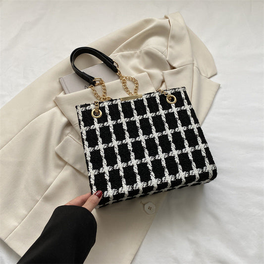 Women's Large Messenger Bag – Canvas Crossbody with Chain Strap