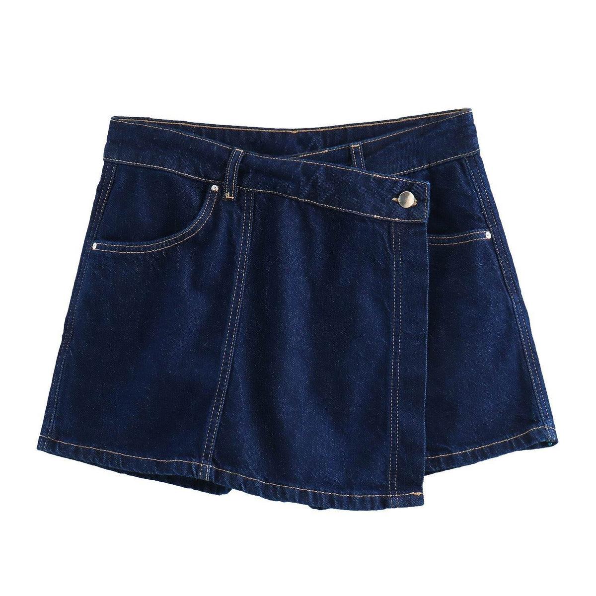 Women's Double-Breasted Denim Culottes Suit – Chic UK Style - MODISH X