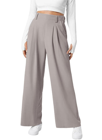 Women's Wide-Leg Elastic High-Waist Waffle Knit Pants – Stylish & Comfy
