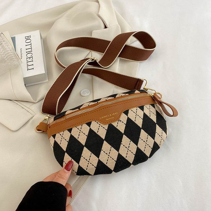Women's Nylon Crossbody Bag – Rhombus Canvas Shoulder Design - MODISH X