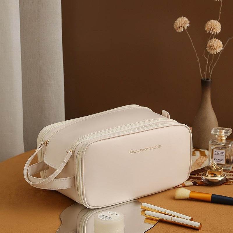 Women’s U-Shaped Triple-Layer Makeup Bag – High-Capacity PU Leather - MODISH X
