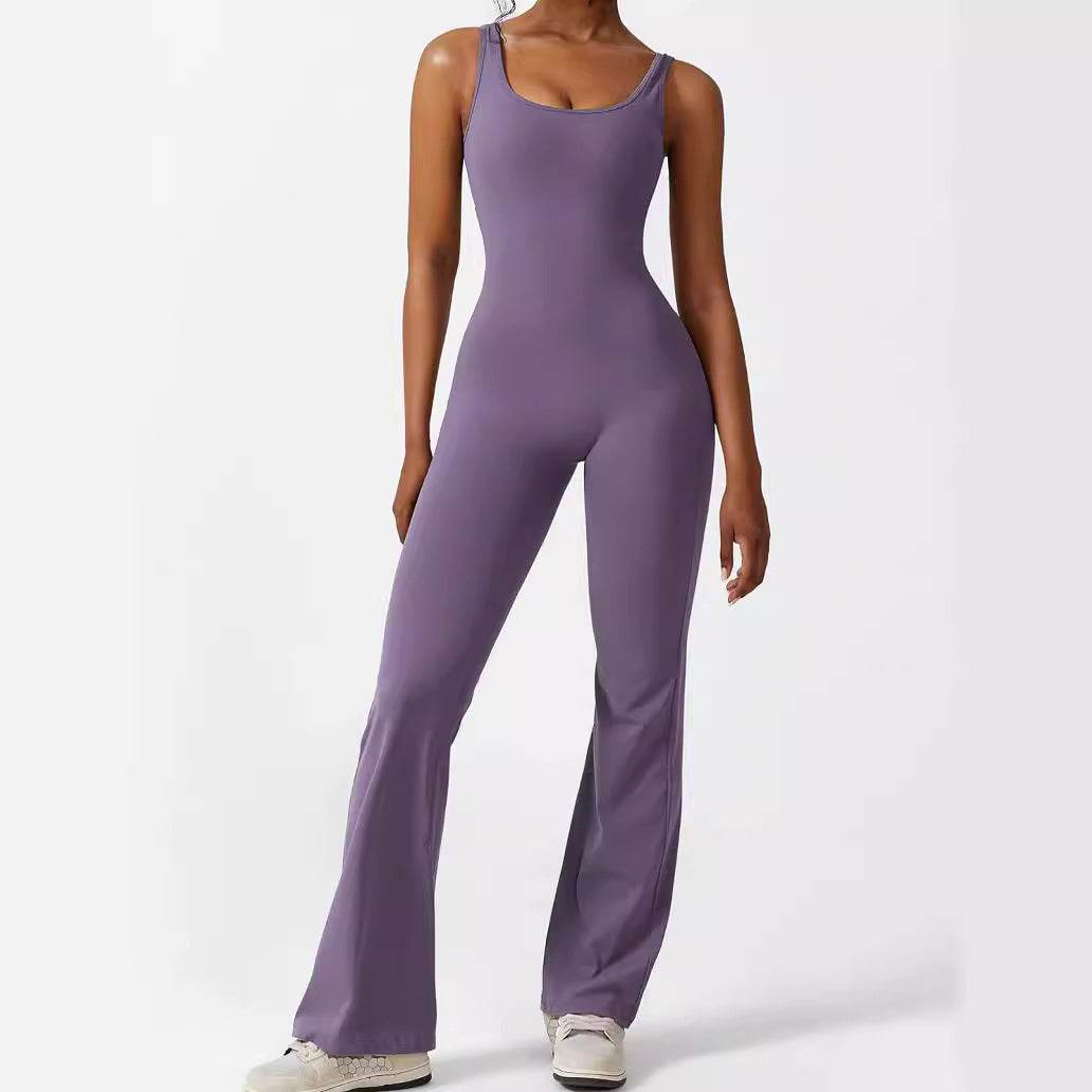 Women’s Sleeveless Flare Jumpsuit – Stylish Yoga & Fitness Wear - MODISH X