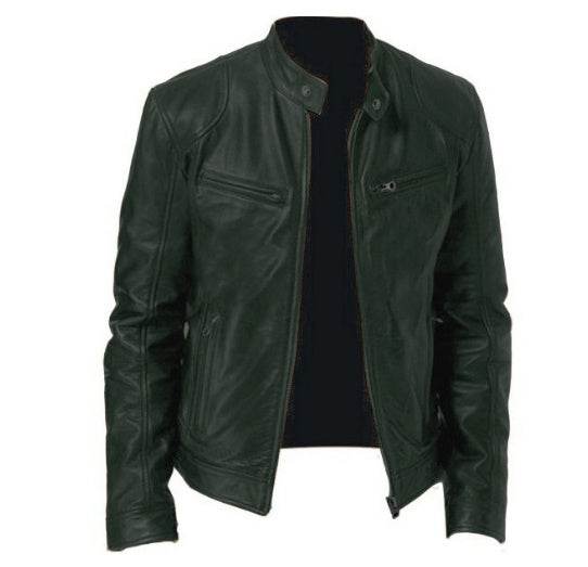 Men’s Fleece-Lined Leather Zipper Coat – Warm, Stylish, & Waterproof - MODISH X
