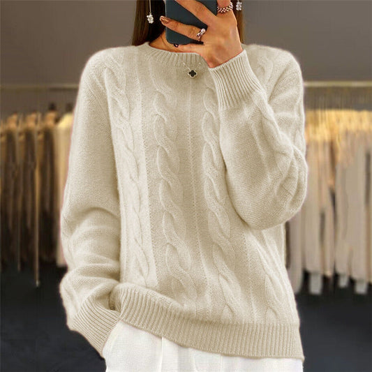 Women’s Cable-Knit Pullover Sweater – Stylish, Retro & Cozy