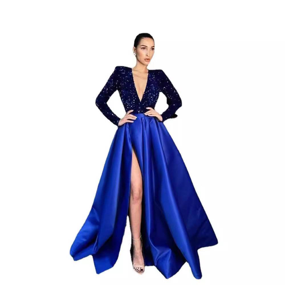 Women’s Long Sleeve Sequin Evening Dress – Elegant & Glamorous - MODISH X