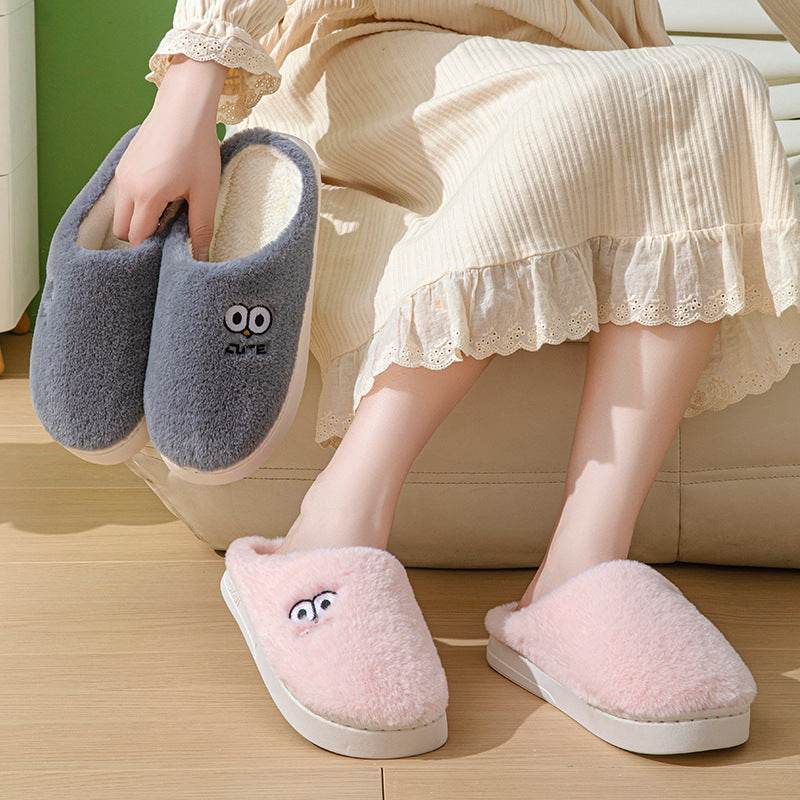 Women’s Cartoon Big-Eye Slippers – Warm & Non-Slip House Shoes for Couples - MODISH X