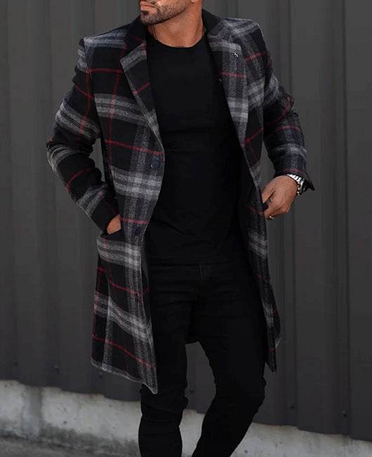 Men’s Long Coat – Sleek Slim Fit Winter Jacket with Pockets - MODISH X