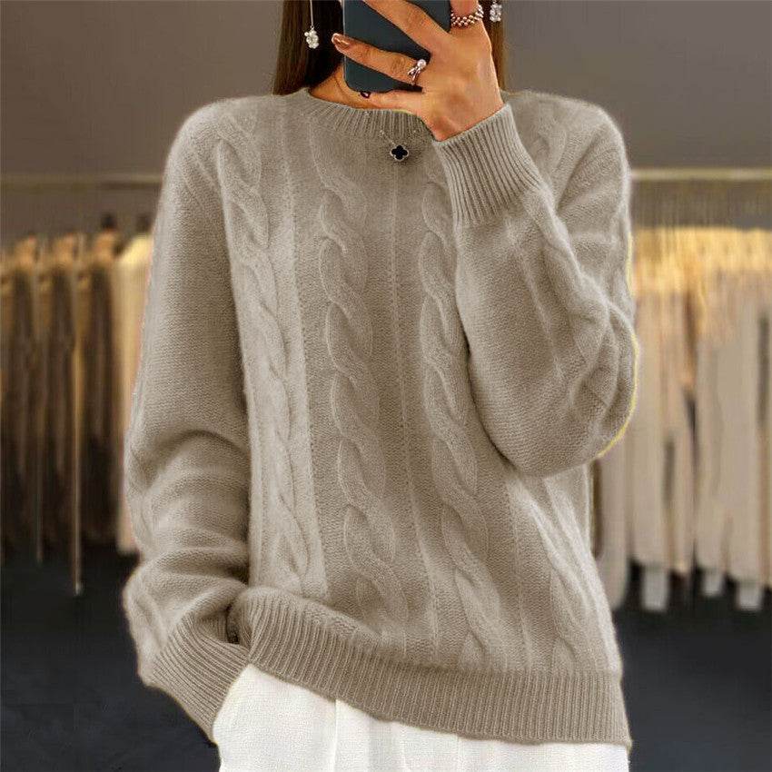 Women’s Cable-Knit Pullover Sweater – Stylish, Retro & Cozy - MODISH X