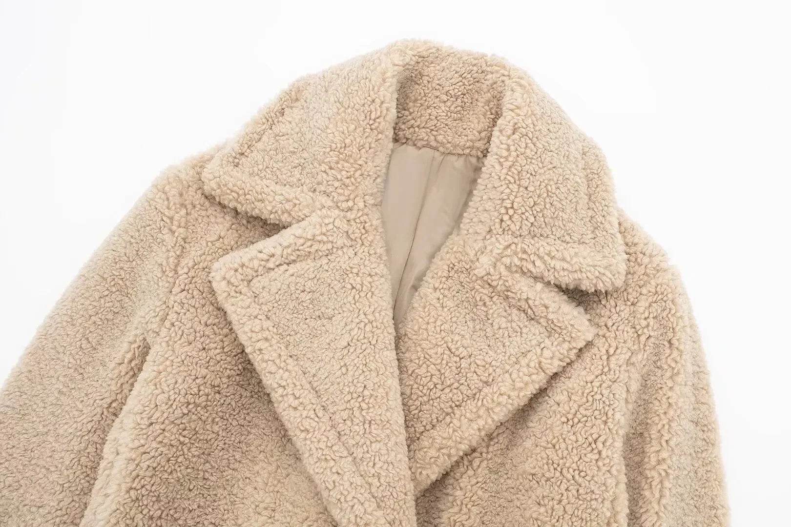 Women’s Double-Breasted Lamb Velvet Coat – Sophisticated & Elegant - MODISH X 